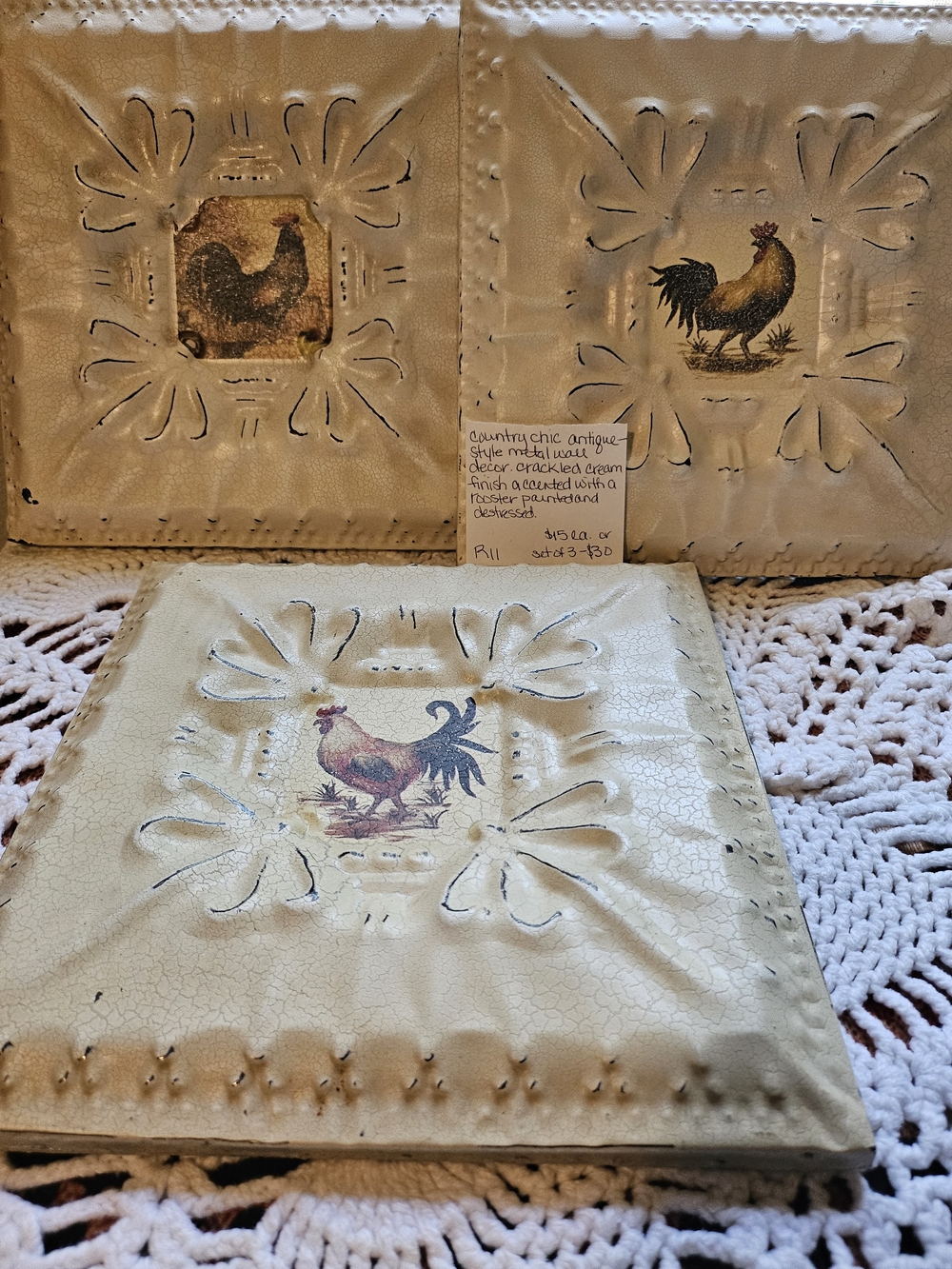 Rustic Rooster Decorative Wall Tile - Cream